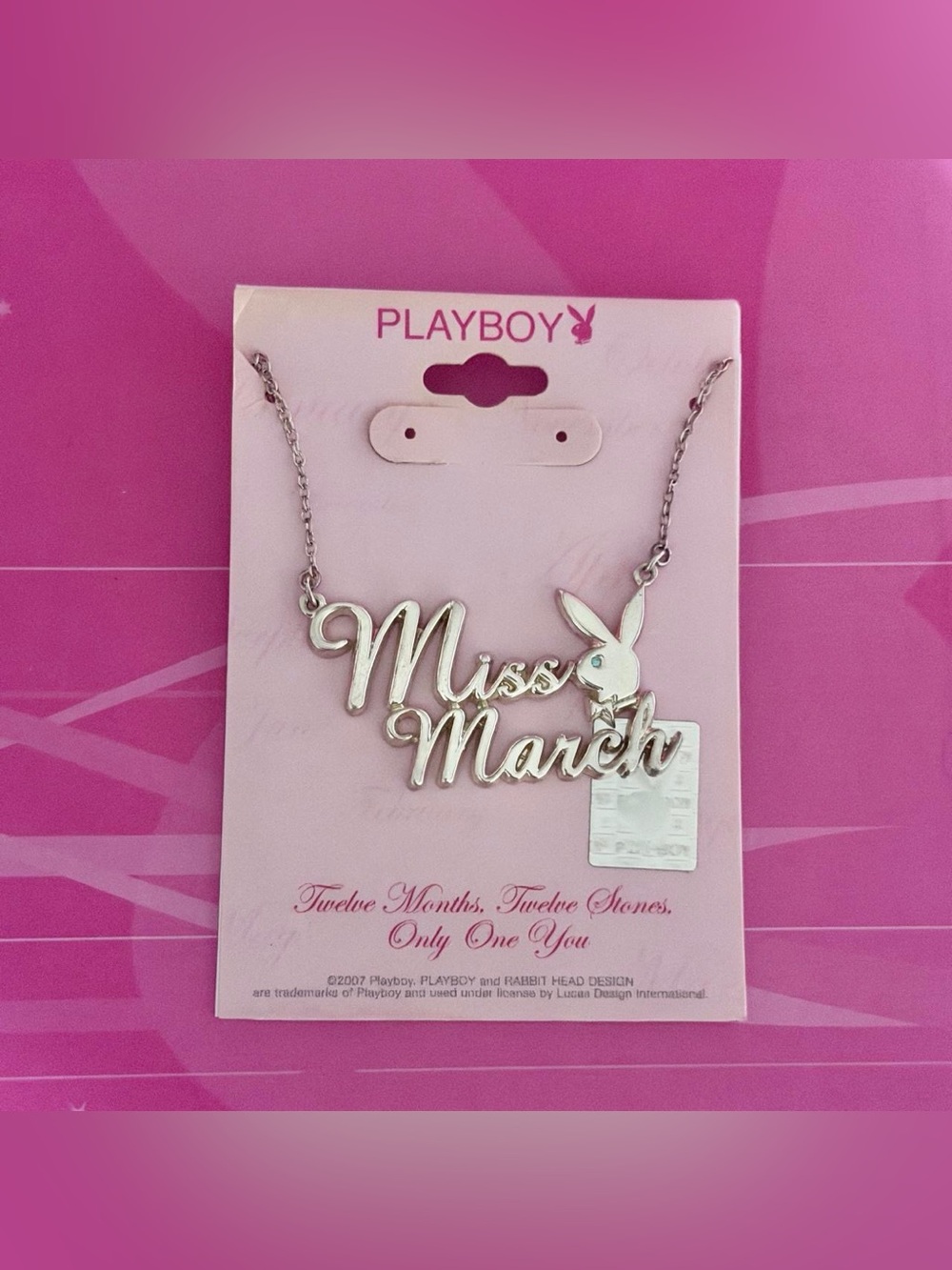 Playboy miss march silver necklace NWT
